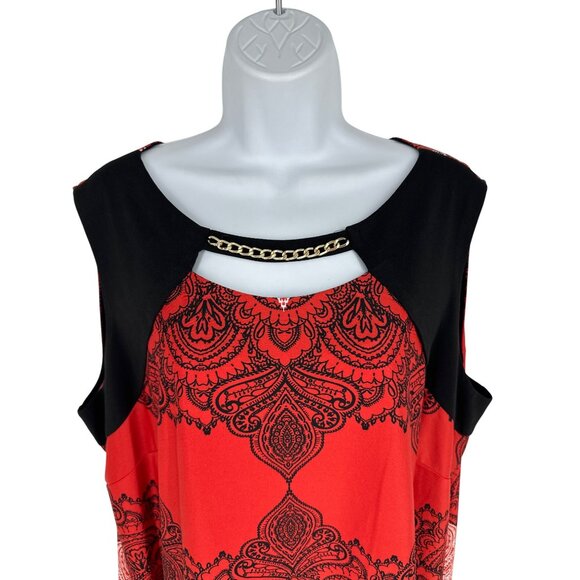 Catherines Womens Sleeveless Paisley Tunic Dress With Chain Detail Size 2X - Picture 2 of 5